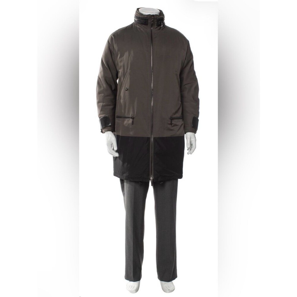 Moncler Gamme Rouge Puffer Coat - Two-Tone Olive and Black Long - XS